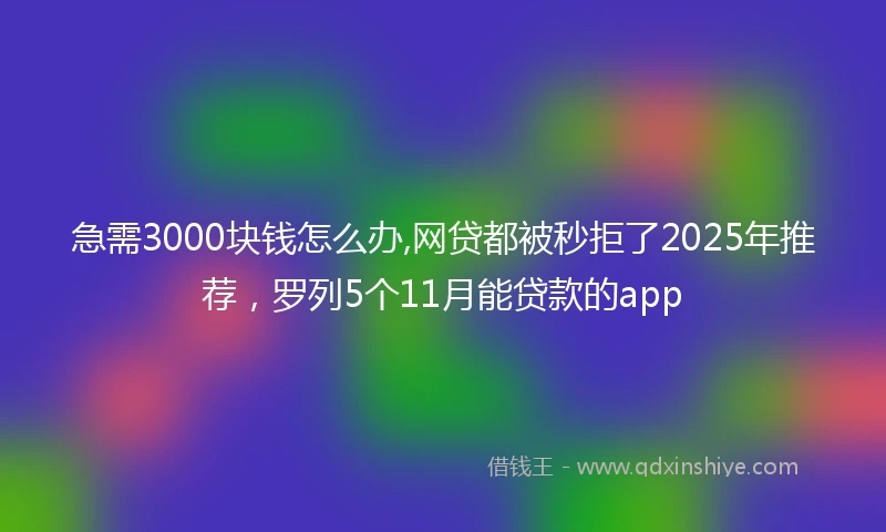 急需3000块钱怎么办,网贷都被秒拒了2025年推荐，罗列5个11月能贷款的app