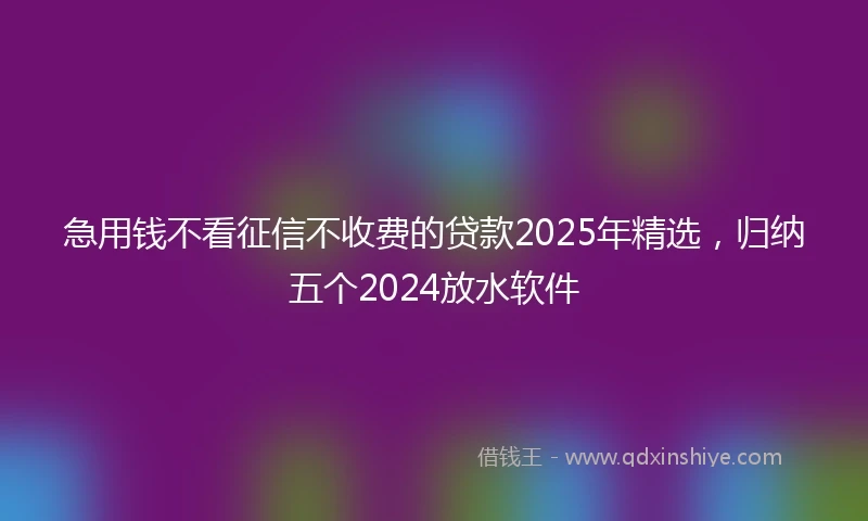 急用钱不看征信不收费的贷款2025年精选，归纳五个2024放水软件