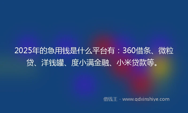 2025年的急用钱是什么平台有：360借条、微粒贷、洋钱罐、度小满金融、小米贷款等。
