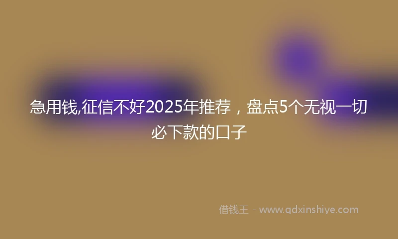 急用钱,征信不好2025年推荐，盘点5个无视一切必下款的口子