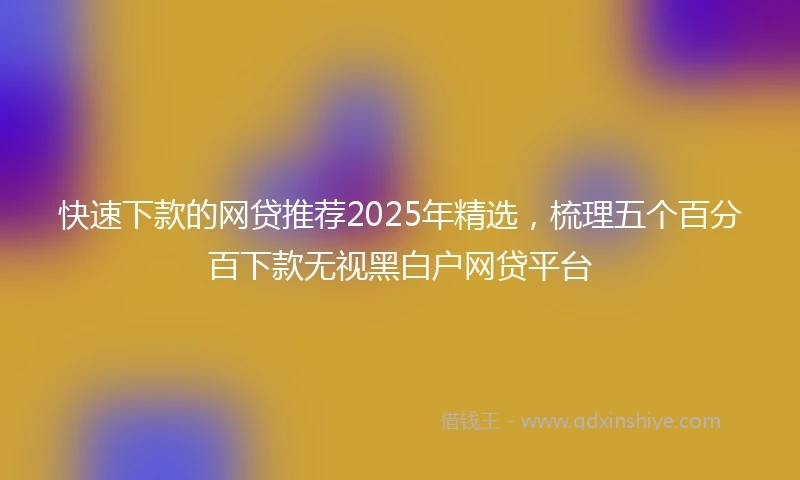 快速下款的网贷推荐2025年精选，梳理五个百分百下款无视黑白户网贷平台