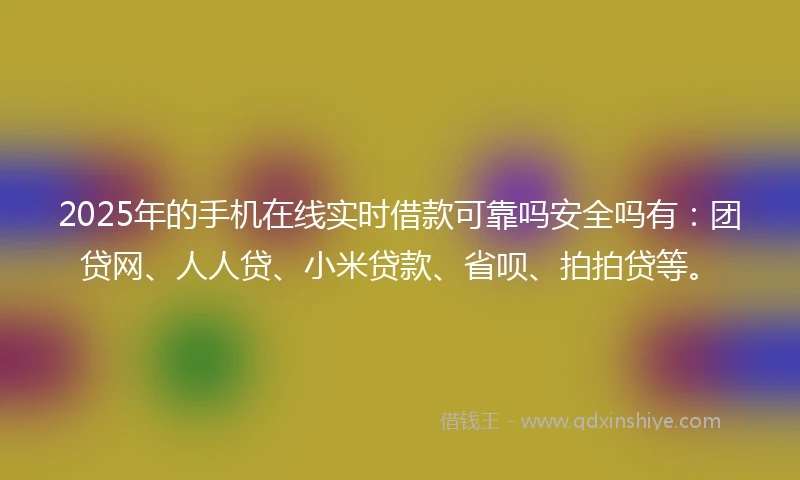 2025年的手机在线实时借款可靠吗安全吗有：团贷网、人人贷、小米贷款、省呗、拍拍贷等。
