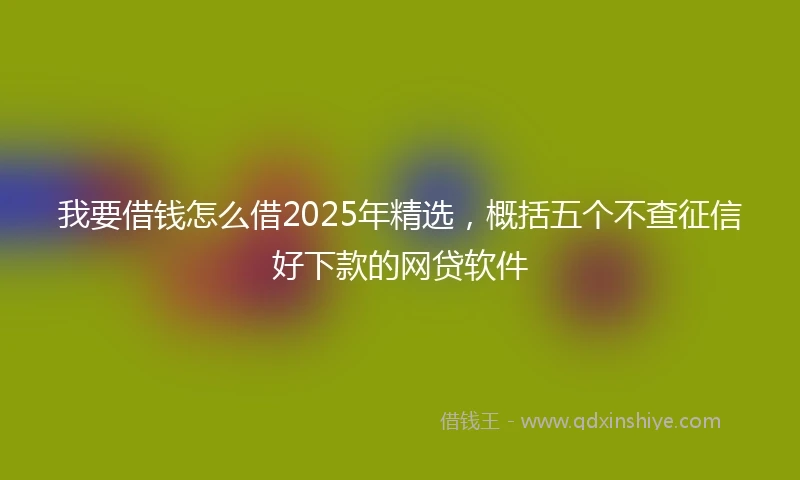 我要借钱怎么借2025年精选,概括五个不查征信好下款的网贷软件