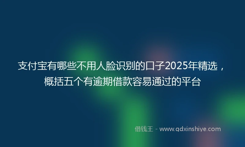 支付宝有哪些不用人脸识别的口子2025年精选，概括五个有逾期借款容易通过的平台