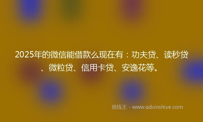 2025年的微信能借款么现在有：功夫贷、读秒贷、微粒贷、信用卡贷、安逸花等。