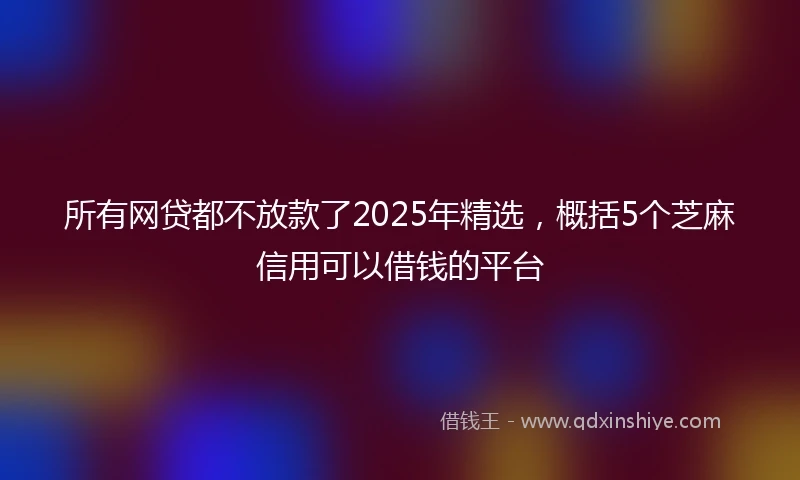 所有网贷都不放款了2025年精选，概括5个芝麻信用可以借钱的平台