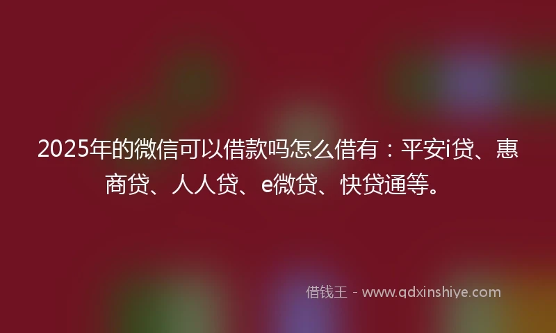 2025年的微信可以借款吗怎么借有：平安i贷、惠商贷、人人贷、e微贷、快贷通等。