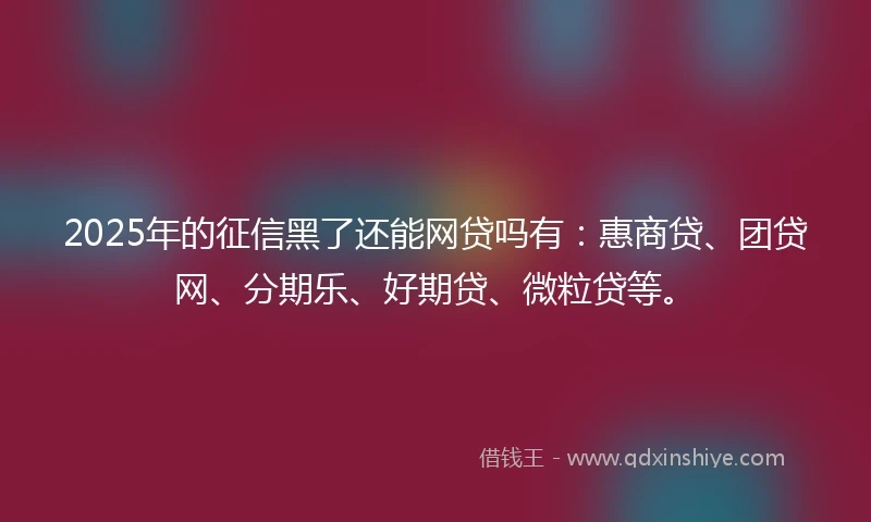 2025年的征信黑了还能网贷吗有：惠商贷、团贷网、分期乐、好期贷、微粒贷等。