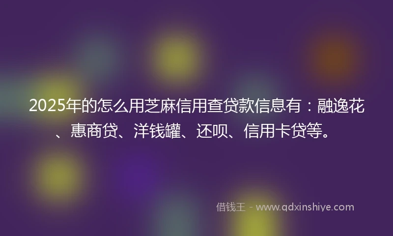 2025年的怎么用芝麻信用查贷款信息有：融逸花、惠商贷、洋钱罐、还呗、信用卡贷等。
