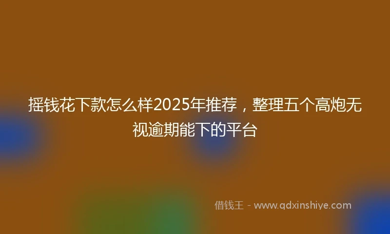摇钱花下款怎么样2025年推荐，整理五个高炮无视逾期能下的平台