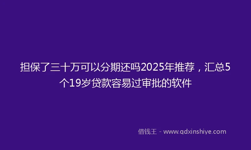 担保了三十万可以分期还吗2025年推荐，汇总5个19岁贷款容易过审批的软件