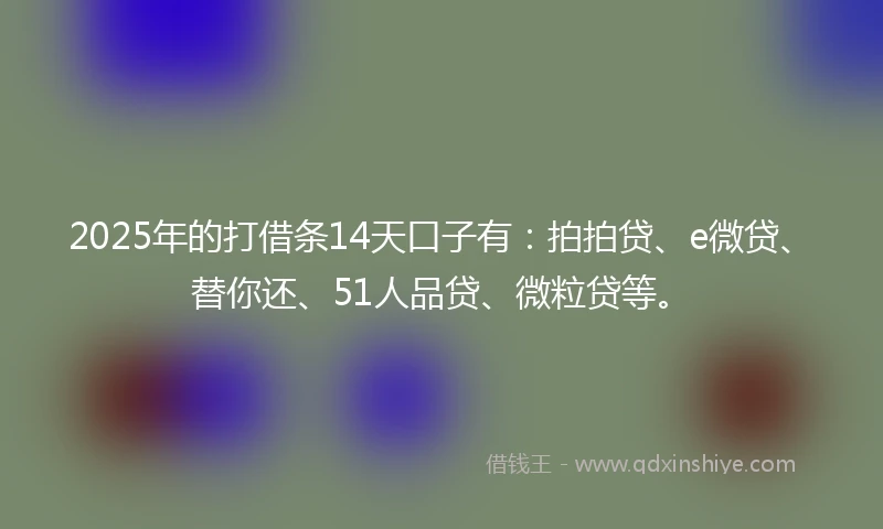 2025年的打借条14天口子有：拍拍贷、e微贷、替你还、51人品贷、微粒贷等。