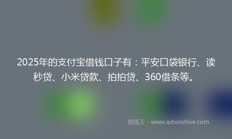 2025年的支付宝借钱口子有：平安口袋银行、读秒贷、小米贷款、拍拍贷、360借条等。