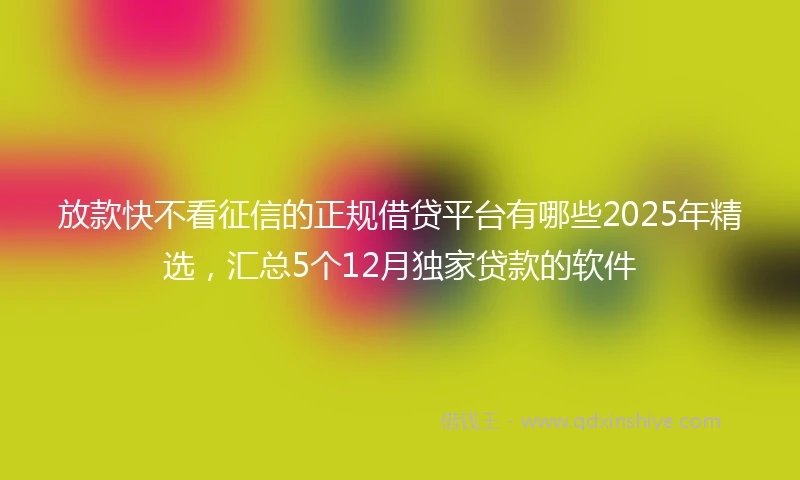放款快不看征信的正规借贷平台有哪些2025年精选，汇总5个12月独家贷款的软件
