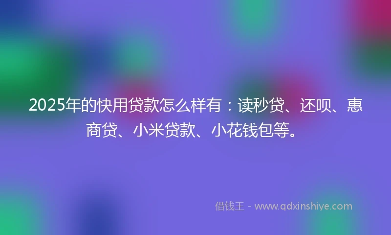 2025年的快用贷款怎么样有：读秒贷、还呗、惠商贷、小米贷款、小花钱包等。