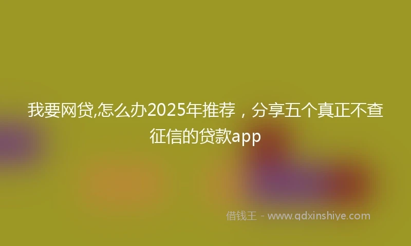我要网贷,怎么办2025年推荐，分享五个真正不查征信的贷款app