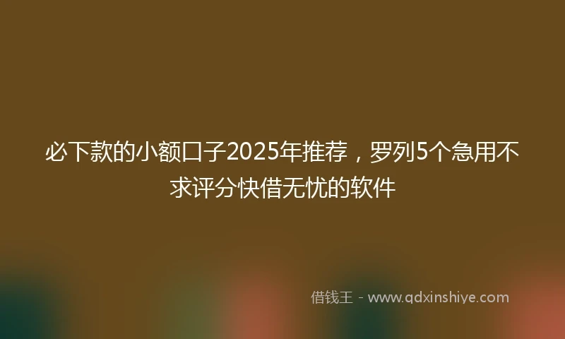必下款的小额口子2025年推荐，罗列5个急用不求评分快借无忧的软件
