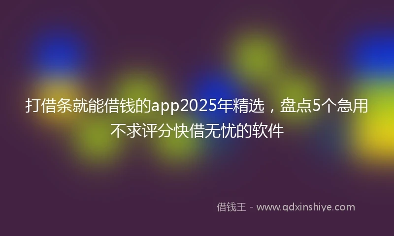 打借条就能借钱的app2025年精选，盘点5个急用不求评分快借无忧的软件