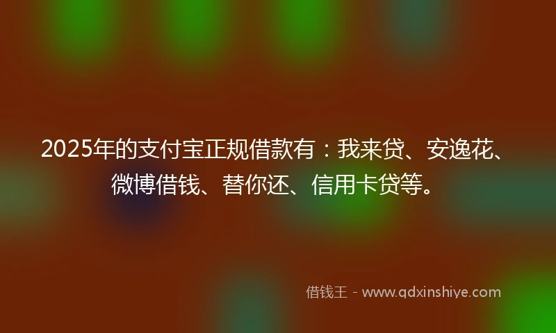 2025年的支付宝正规借款有：我来贷、安逸花、微博借钱、替你还、信用卡贷等。