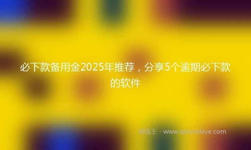 必下款备用金2025年推荐，分享5个逾期必下款的软件