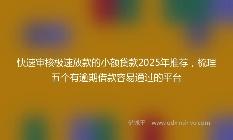 快速审核极速放款的小额贷款2025年推荐，梳理五个有逾期借款容易通过的平台