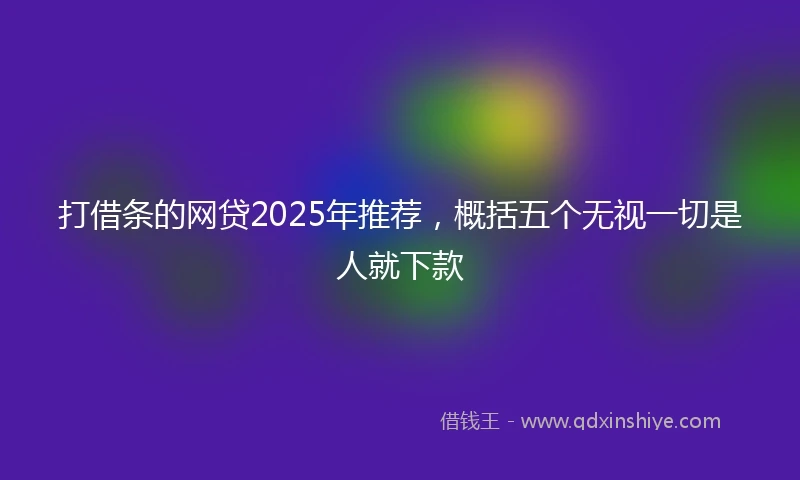 打借条的网贷2025年推荐，概括五个无视一切是人就下款