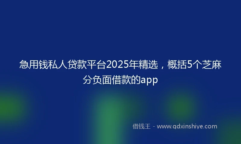 急用钱私人贷款平台2025年精选，概括5个芝麻分负面借款的app