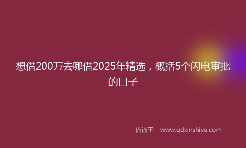 想借200万去哪借2025年精选，概括5个闪电审批的口子