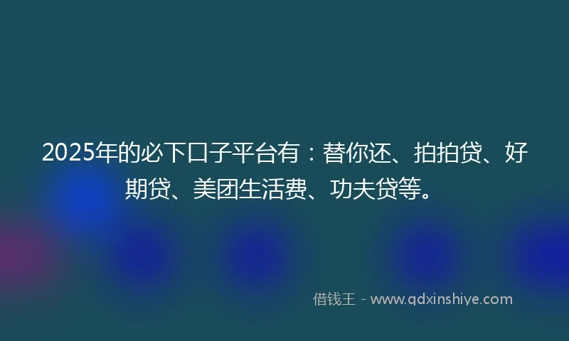 2025年的必下口子平台有：替你还、拍拍贷、好期贷、美团生活费、功夫贷等。