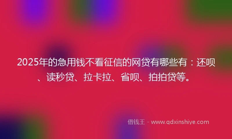 2025年的急用钱不看征信的网贷有哪些有：还呗、读秒贷、拉卡拉、省呗、拍拍贷等。