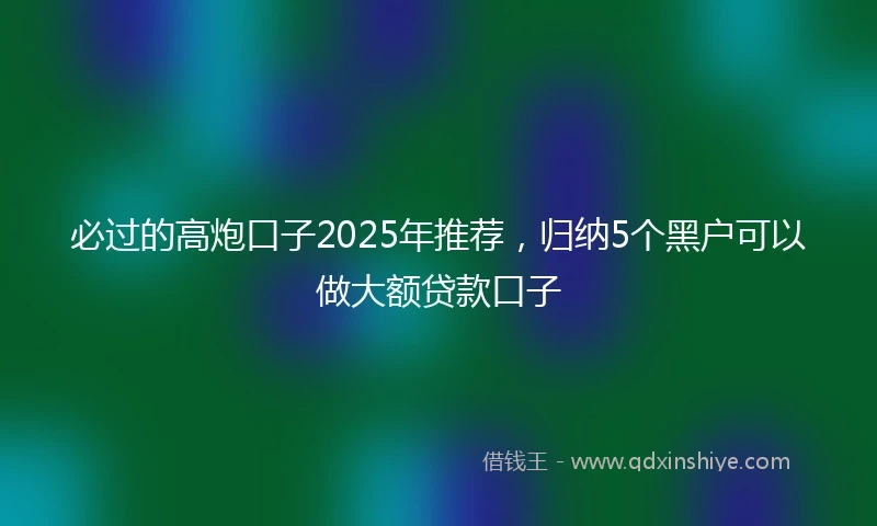 必过的高炮口子2025年推荐，归纳5个黑户可以做大额贷款口子