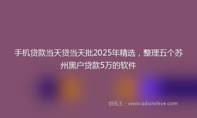 手机贷款当天贷当天批2025年精选，整理五个苏州黑户贷款5万的软件