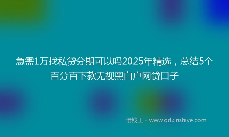 急需1万找私贷分期可以吗2025年精选，总结5个百分百下款无视黑白户网贷口子
