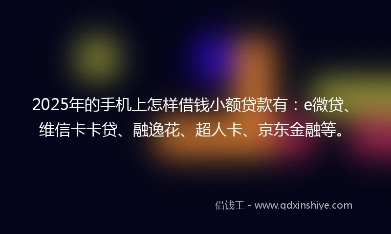 2025年的手机上怎样借钱小额贷款有：e微贷、维信卡卡贷、融逸花、超人卡、京东金融等。