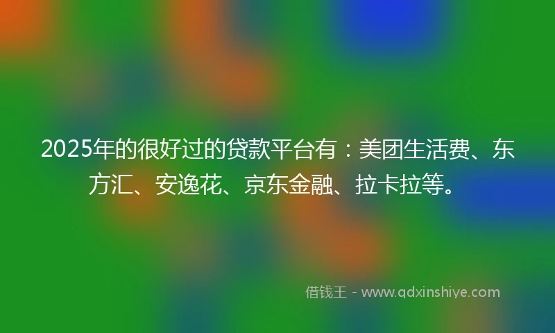 2025年的很好过的贷款平台有：美团生活费、东方汇、安逸花、京东金融、拉卡拉等。