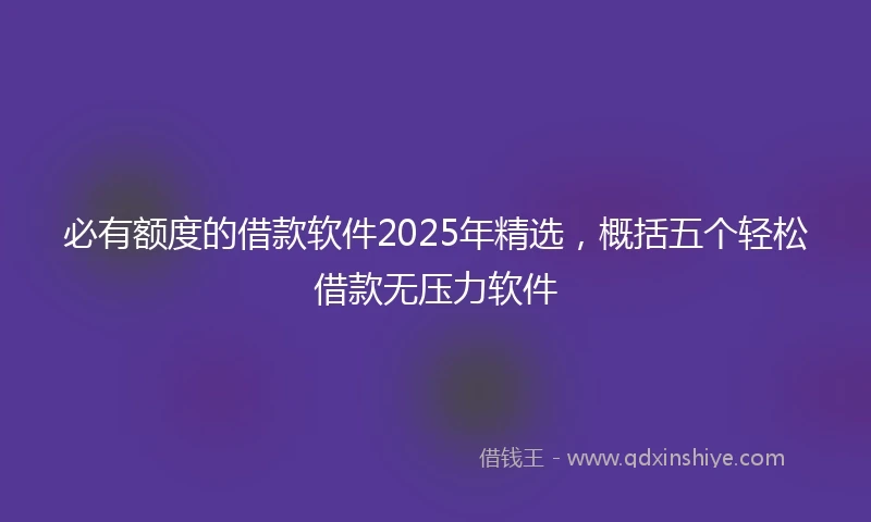 必有额度的借款软件2025年精选，概括五个轻松借款无压力软件