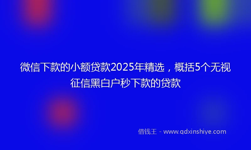 微信下款的小额贷款2025年精选,概括5个无视征信黑白户秒下款的贷款
