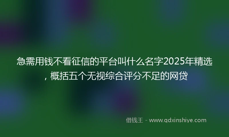 急需用钱不看征信的平台叫什么名字2025年精选，概括五个无视综合评分不足的网贷