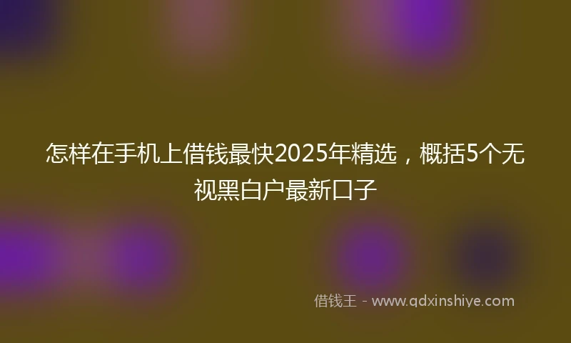 怎样在手机上借钱最快2025年精选，概括5个无视黑白户最新口子