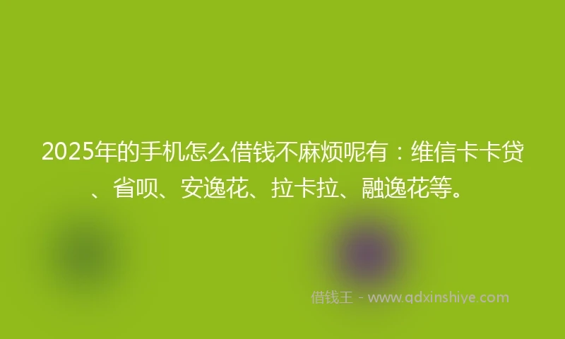 2025年的手机怎么借钱不麻烦呢有：维信卡卡贷、省呗、安逸花、拉卡拉、融逸花等。