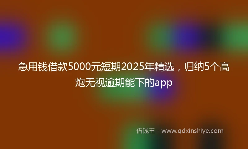 急用钱借款5000元短期2025年精选，归纳5个高炮无视逾期能下的app
