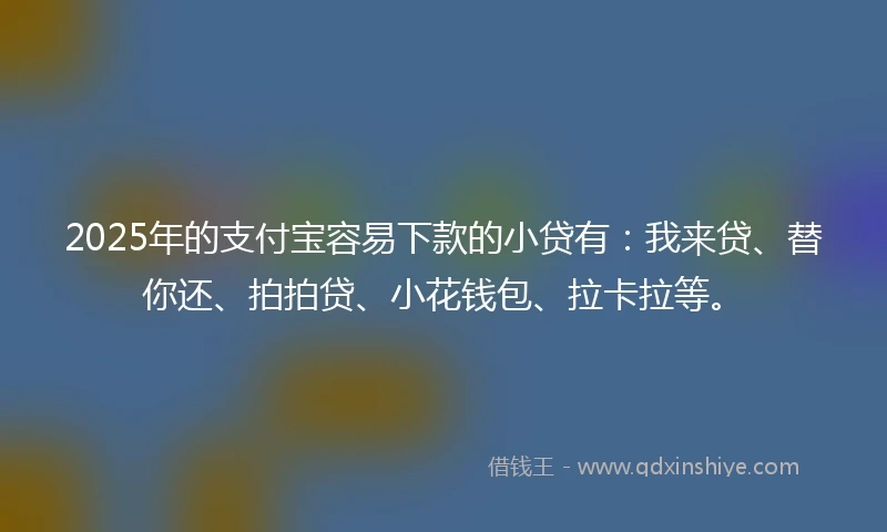 2025年的支付宝容易下款的小贷有：我来贷、替你还、拍拍贷、小花钱包、拉卡拉等。