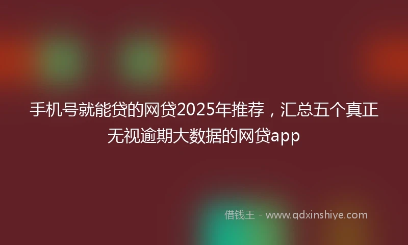 手机号就能贷的网贷2025年推荐，汇总五个真正无视逾期大数据的网贷app