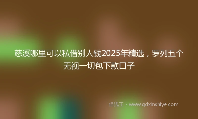 慈溪哪里可以私借别人钱2025年精选，罗列五个无视一切包下款口子