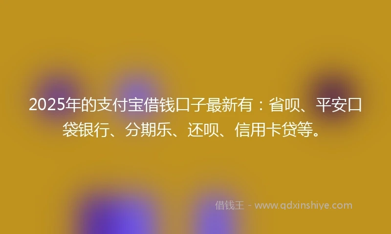 2025年的支付宝借钱口子最新有：省呗、平安口袋银行、分期乐、还呗、信用卡贷等。