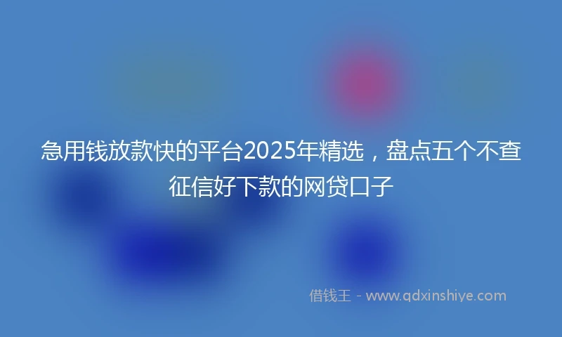 急用钱放款快的平台2025年精选，盘点五个不查征信好下款的网贷口子