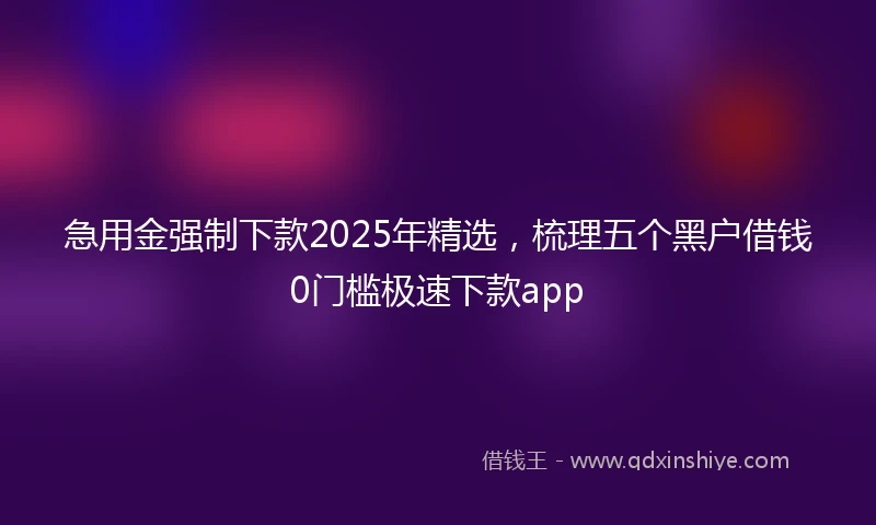 急用金强制下款2025年精选，梳理五个黑户借钱0门槛极速下款app