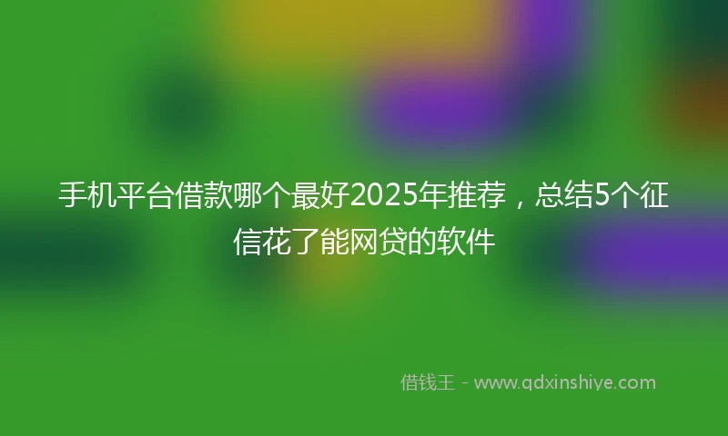 手机平台借款哪个最好2025年推荐，总结5个征信花了能网贷的软件