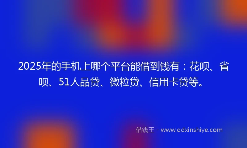 2025年的手机上哪个平台能借到钱有:花呗、省呗、51人品贷、微粒贷、信用卡贷等。