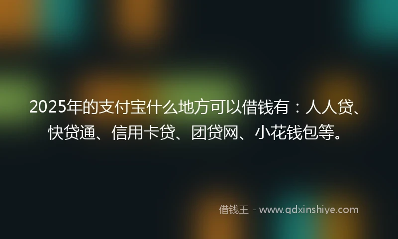 2025年的支付宝什么地方可以借钱有：人人贷、快贷通、信用卡贷、团贷网、小花钱包等。